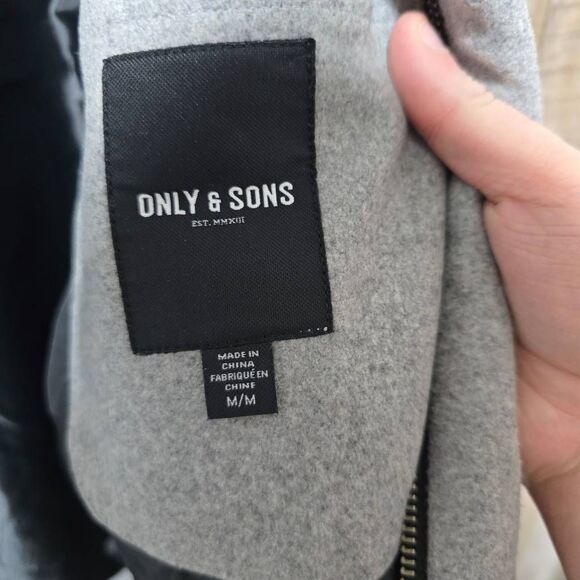 Only & Sons Grey Wool Blend Satin Lined Coat Jacket - Picture 4 of 5